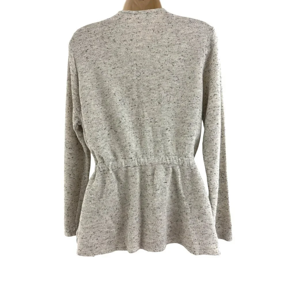 Purejill J. Jill Gray Tie Waist‎ Waterfall Cardigan Sweater w/Pockets Size MP